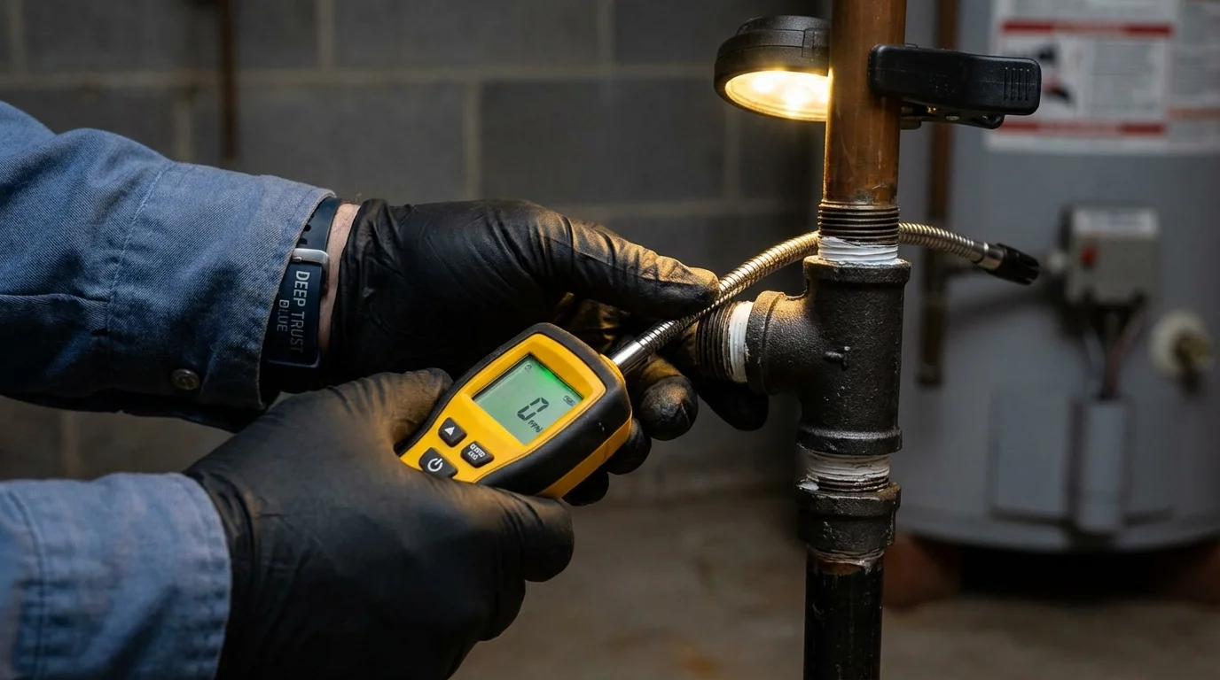 Gas leak detection with electronic sniffer by Johns Plumbing LLC in Eunice